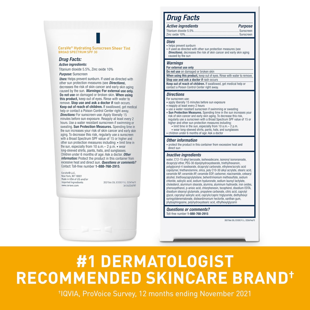 Hydrating Sheer Tint Mineral Sunscreen SPF 30 for All-Day Protection