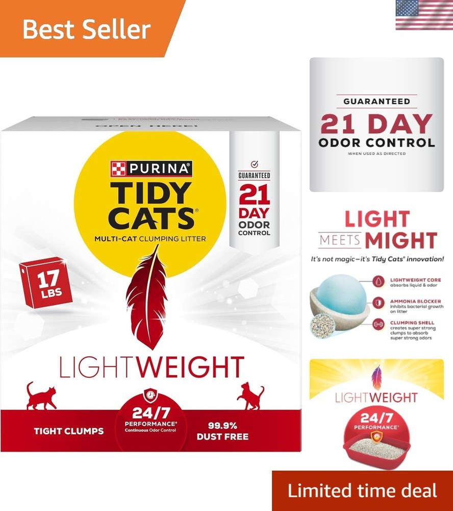 Purina LightWeight 24/7 Performance Cat Litter - 17 lb, Dust-Free Clumping