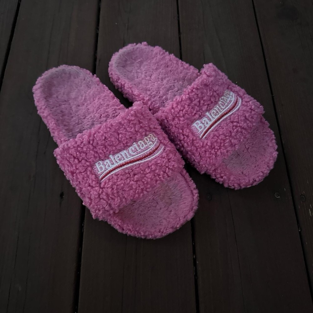 Balenciaga Men's Fur Slides Size 44EU (10-11) Pink No Box
