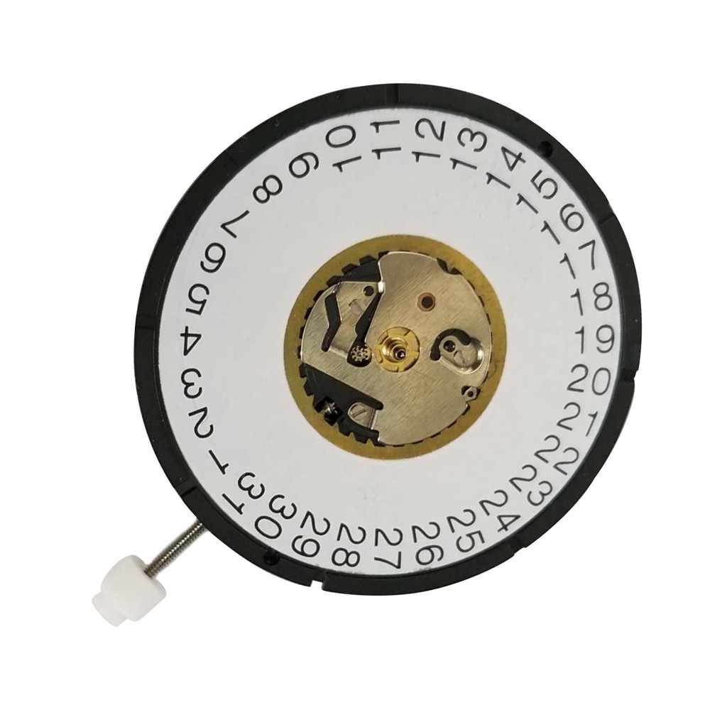 White Dial Quartz Watch Movement with Date at 3 for ISA 2334/1035 Repair Parts