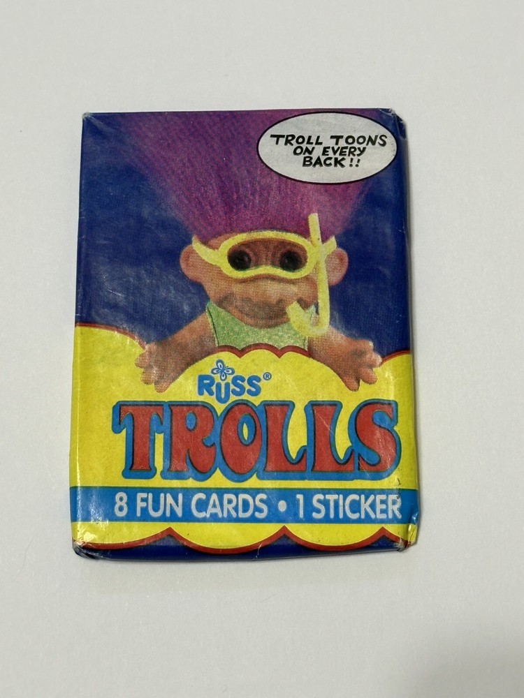 Vintage Unopened Topps Russ Trolls Wax Pack with 8 Fun Cards and 1 Sticker
