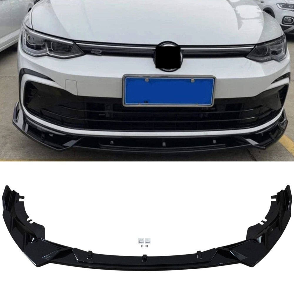 Gloss Black Front Bumper Lip Splitter Spoiler For 2020-23 VW Golf MK8 GTD GTI R
