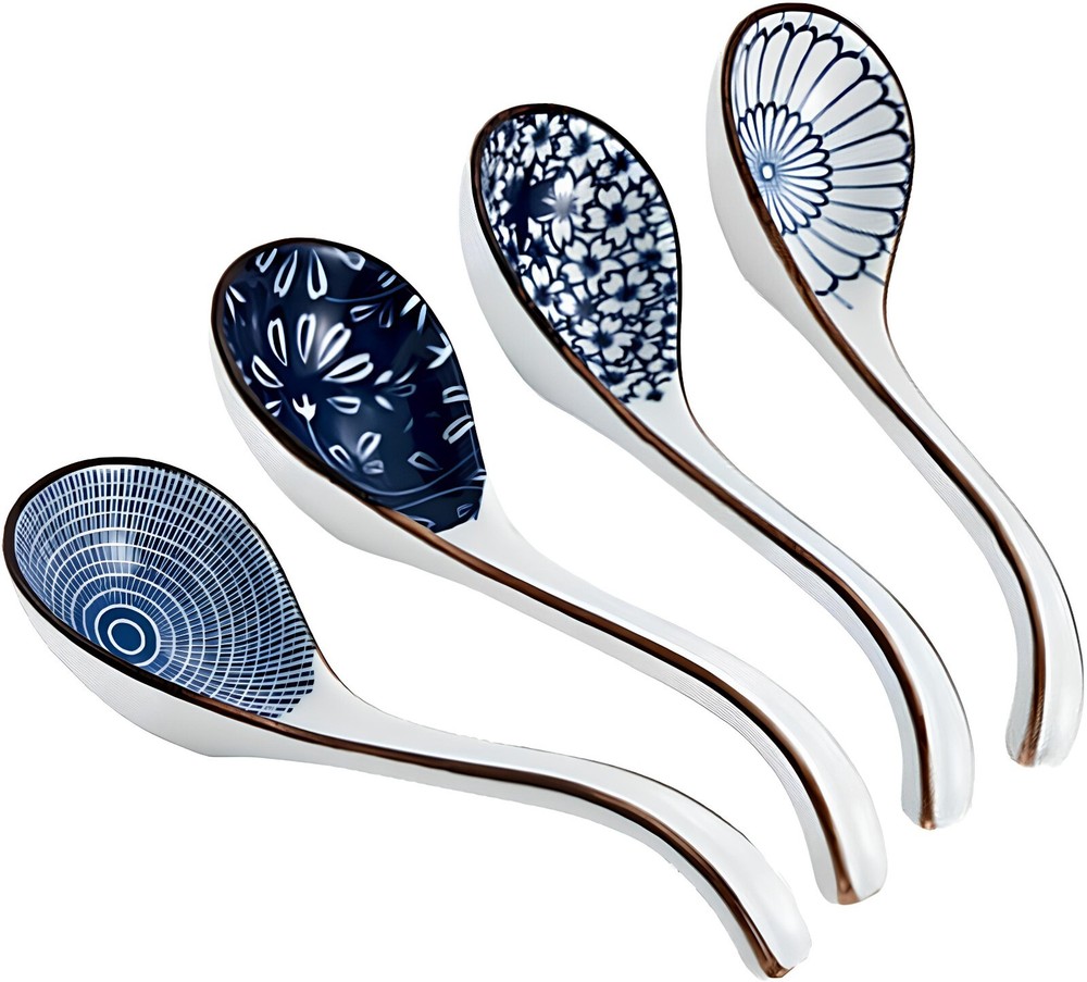 Ceramic Soup Spoons Sets Of 4,Asian Soup Spoons,long Ramen Spoons,japanese Soup