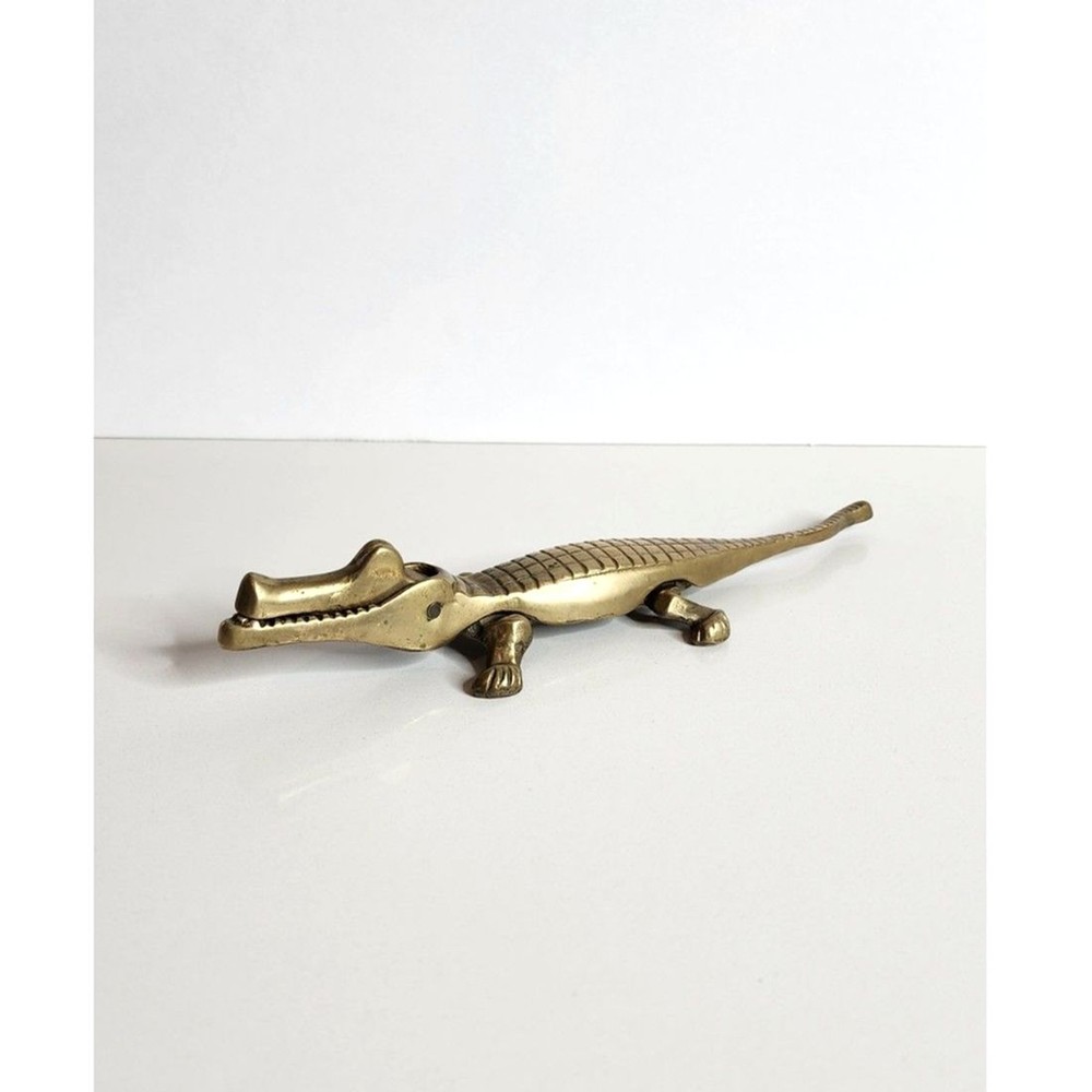Vintage Brass Alligator Nut Cracker / Home Decor Novelty Gift