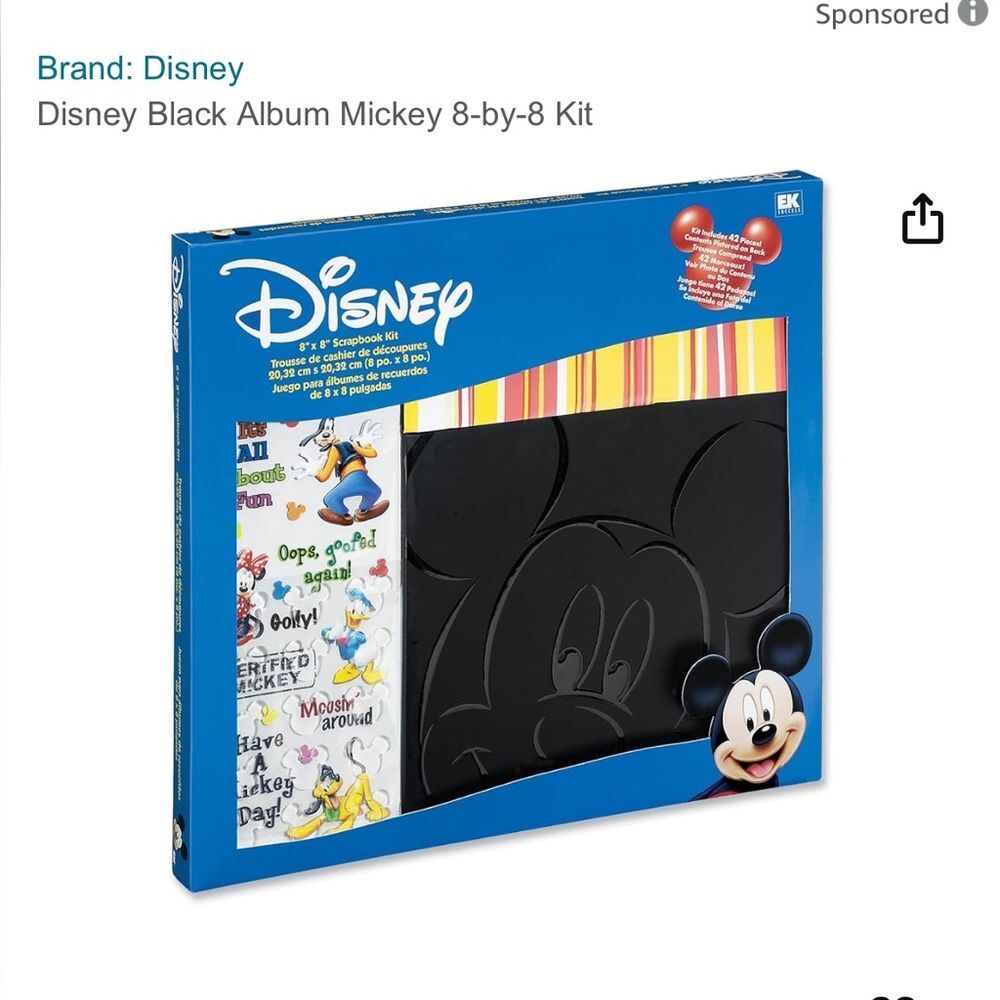 Disney Black Embossed Mickey Mouse Scrapbook 8x8 Memory Album  