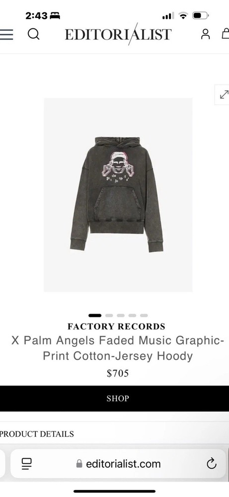 Palm Angels x Faded Music Graphic Print Hoodie Black, Small, New, Retail $705!