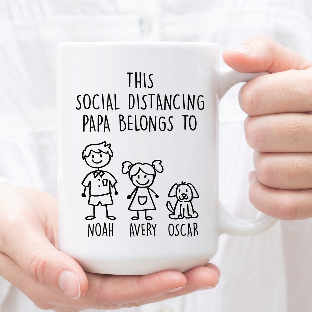 Personalized Papa Mug This Papa Belongs To Social Distancing Father's Day Gift