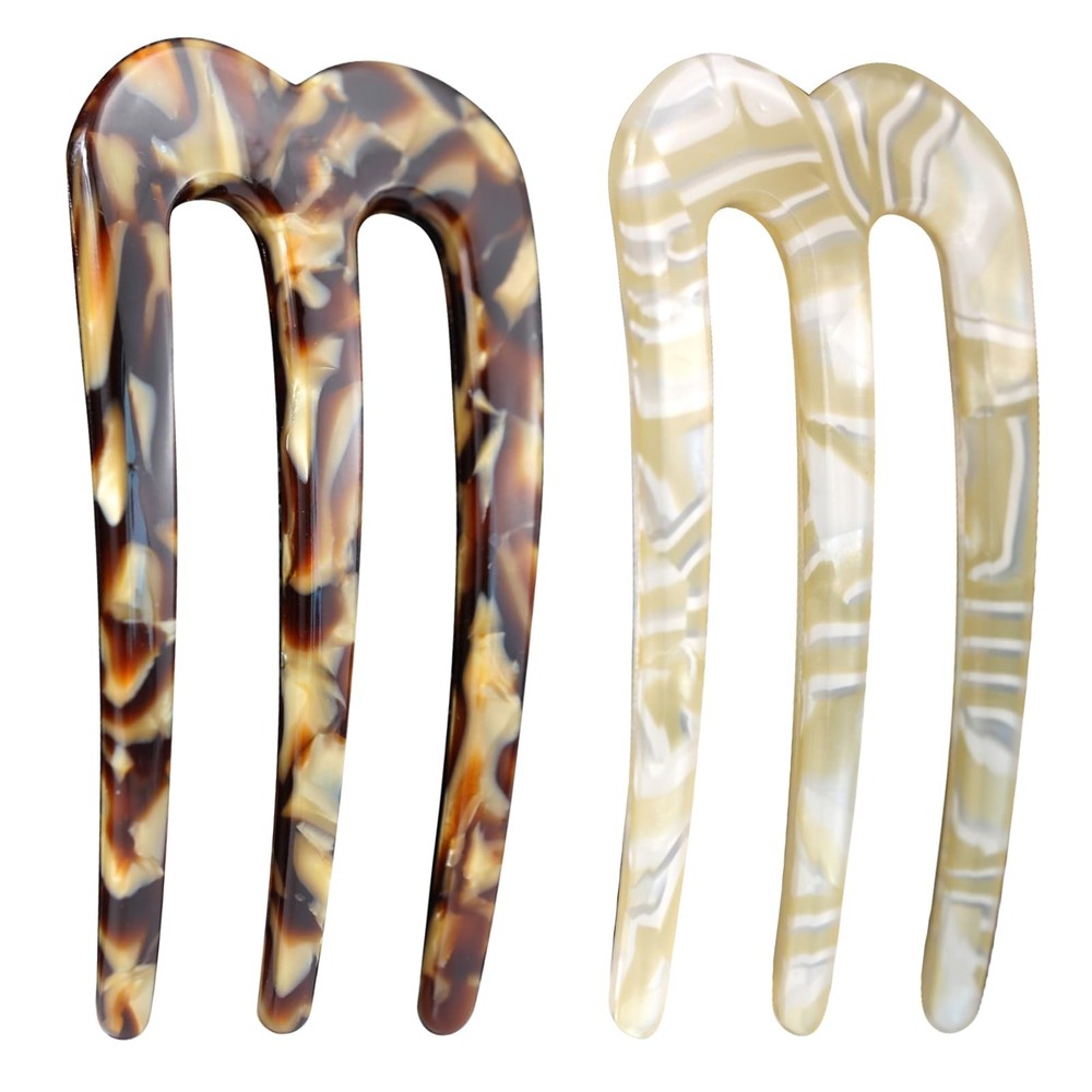 U-Shaped Three-Tooth Resin Hair Clip French Pin for Women