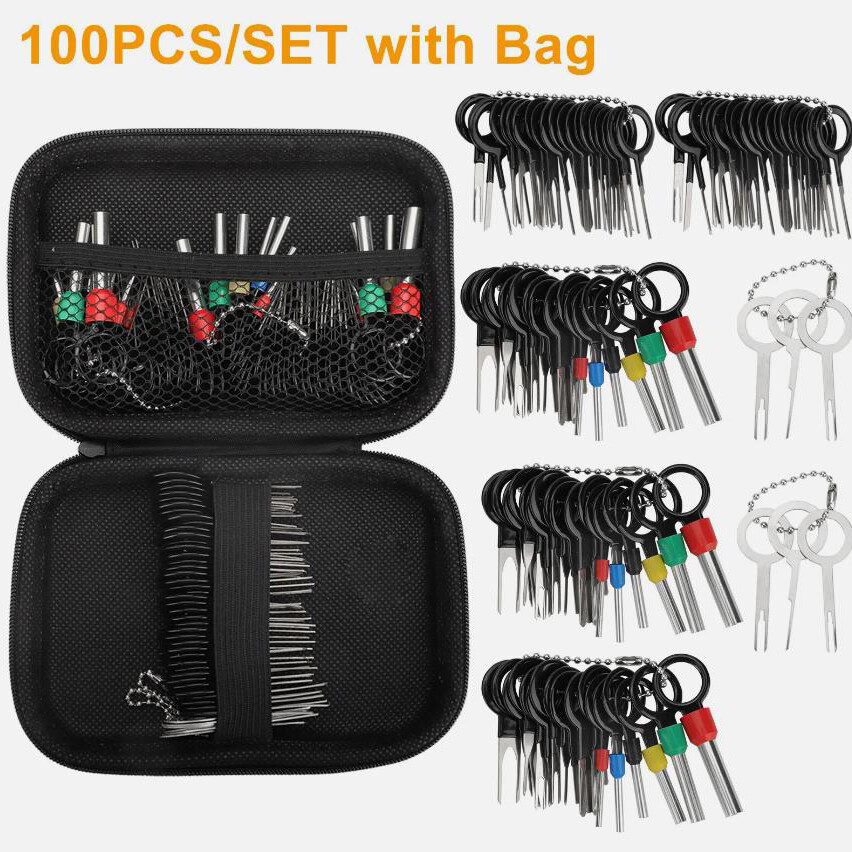 100pcs Pin Ejector Wire Kit Extractor Connector Terminal Removal Tool For Car