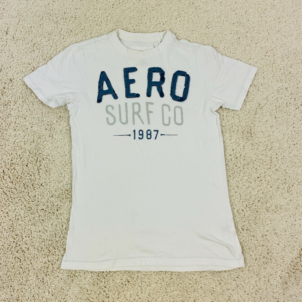 Aeropostale White Spell Out Logo Surf Tee Small Women Streetwear Top