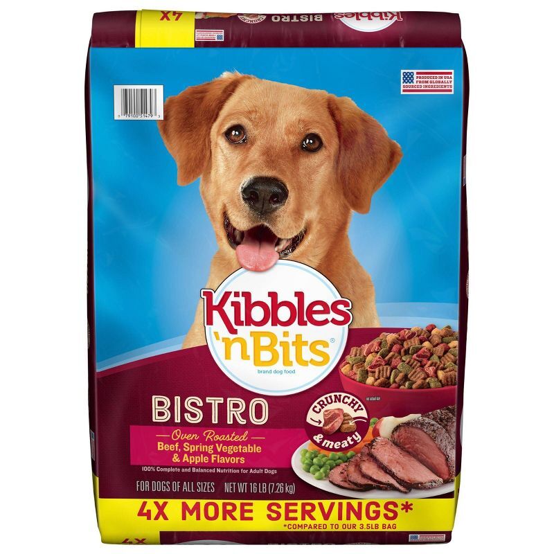 Kibbles'n Bits Bistro Beef, Spring Vegetable & Apple Adult Dry Dog Food-16 lbs