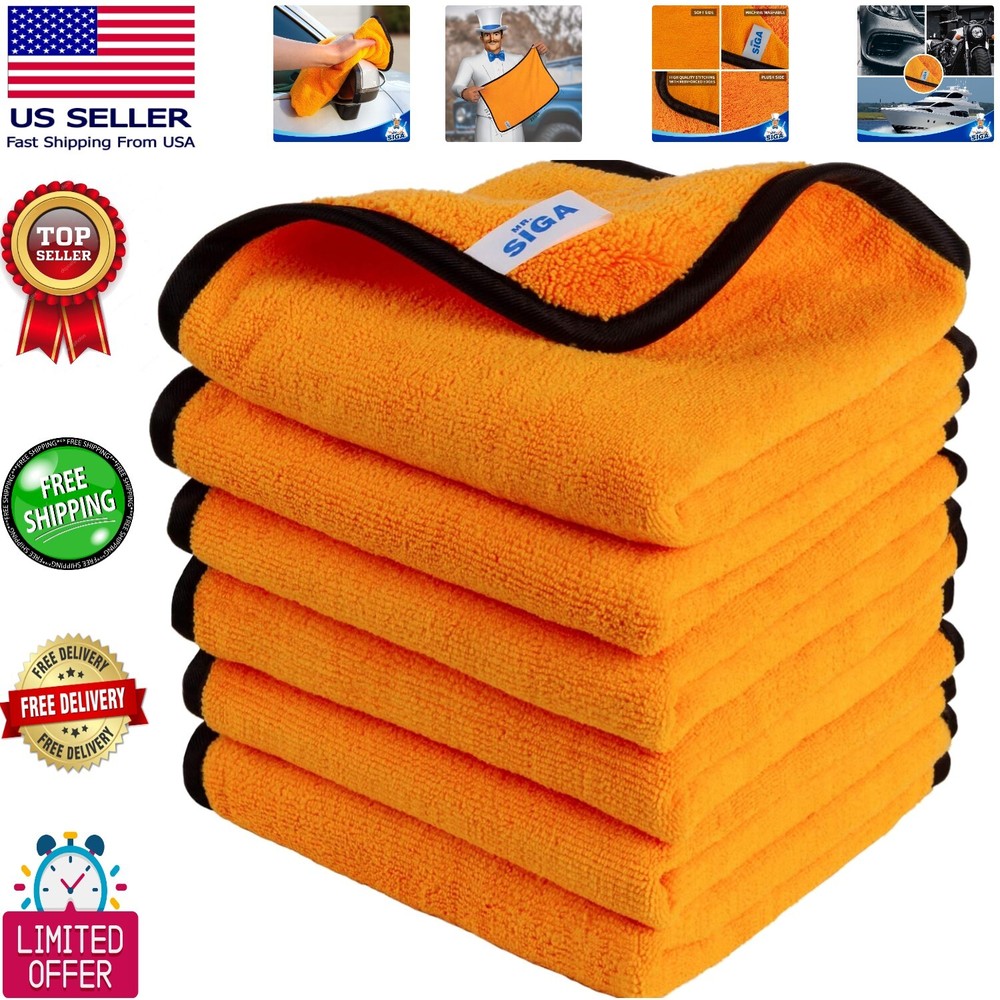 Professional Microfiber Towels 6-Pack – Ultra Soft, Highly Absorbent 15.7x15.7 Inches