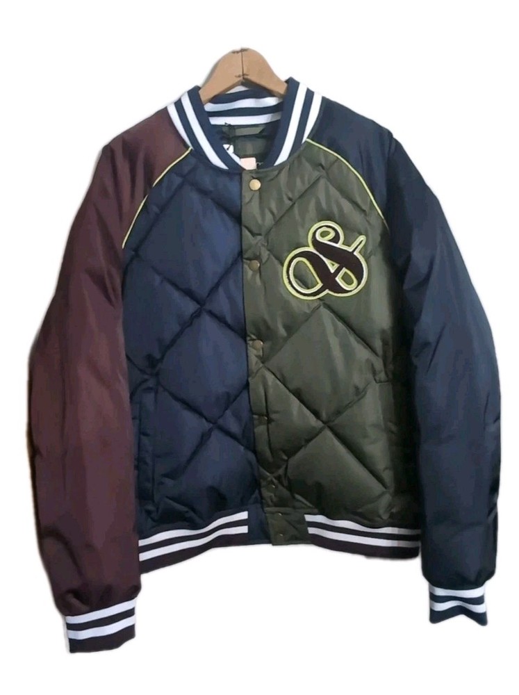 Scotch & Soda Amsterdam Quilted Bomber Jacket Mens Medium Blue Green