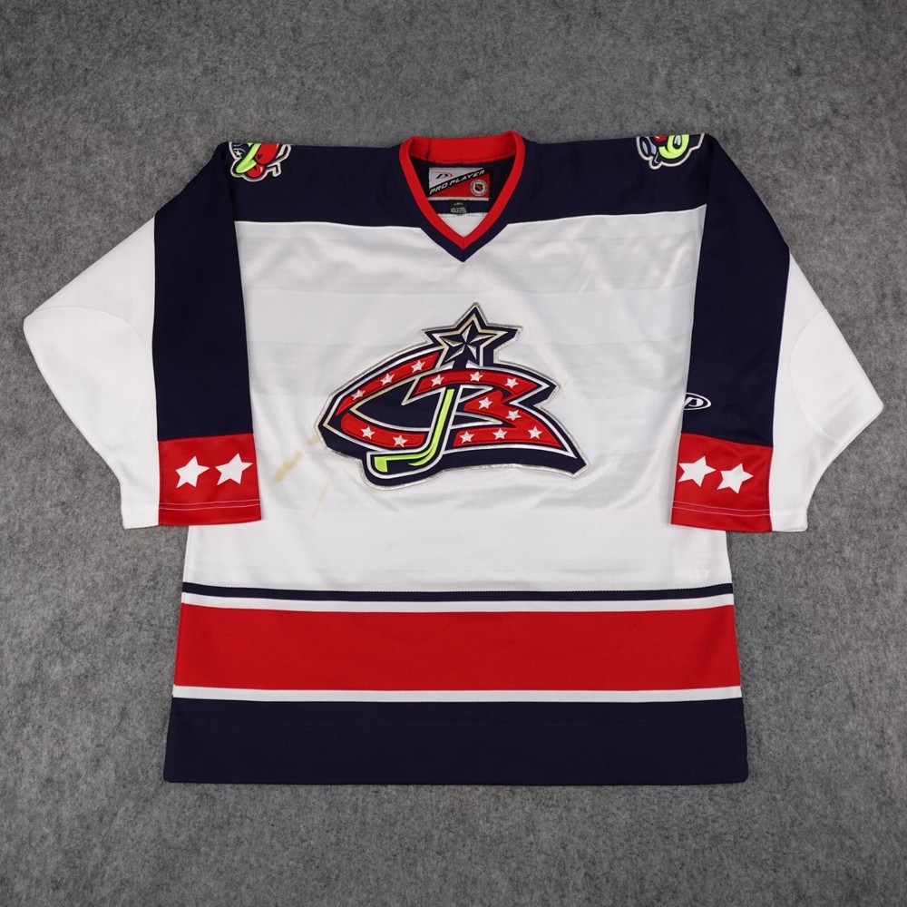Vintage Columbus Blue Jackets Jersey Mens Large White Pro Player NHL Sewn *READ*