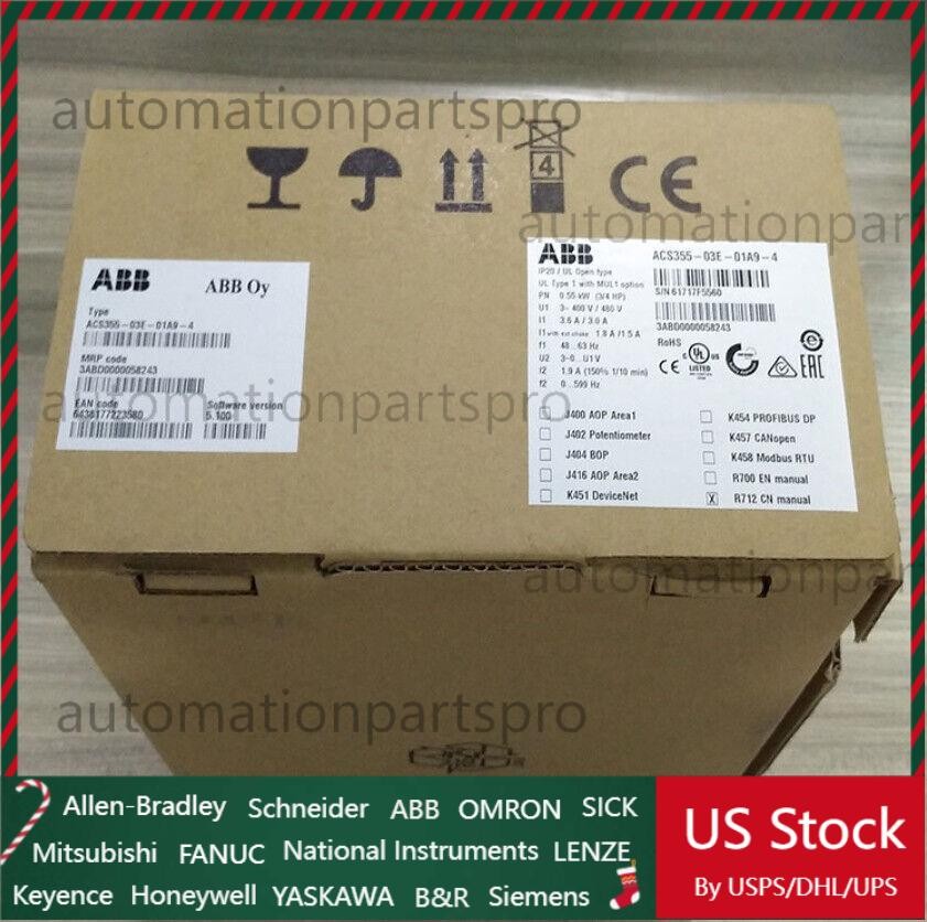 1PC New ABB ACS355-03E-01A9-4 380V 0.55KW Frequency Converter Brand No Keypad