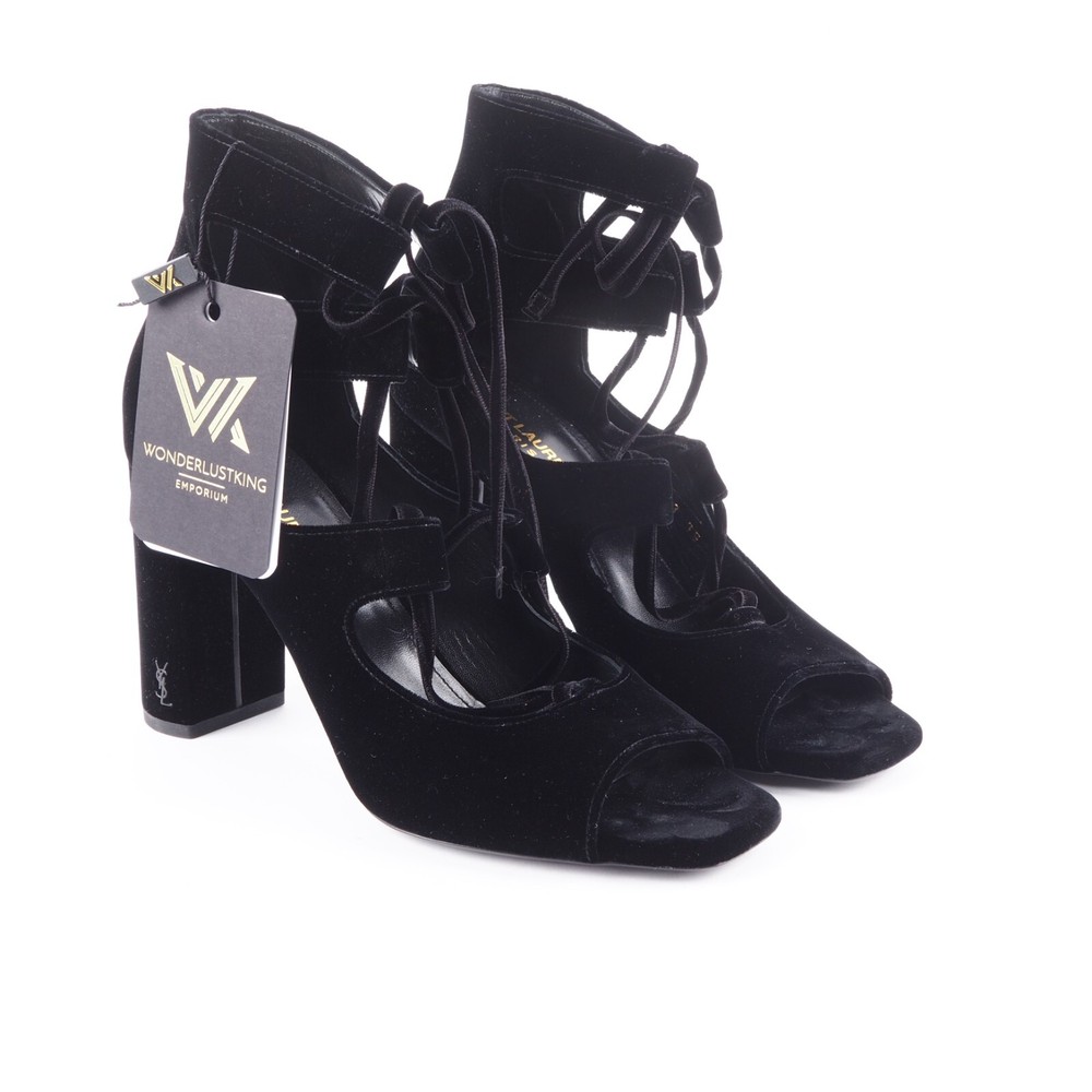 YSL Loulou Velvet Sandals Size 39 Luxury Designer OP 925 Euro