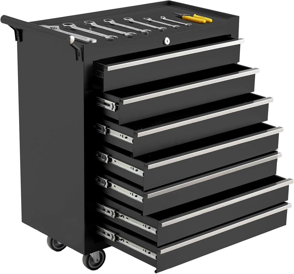 7-Drawer Rolling Tool Chest with Wheels for Easy Storage and Portability