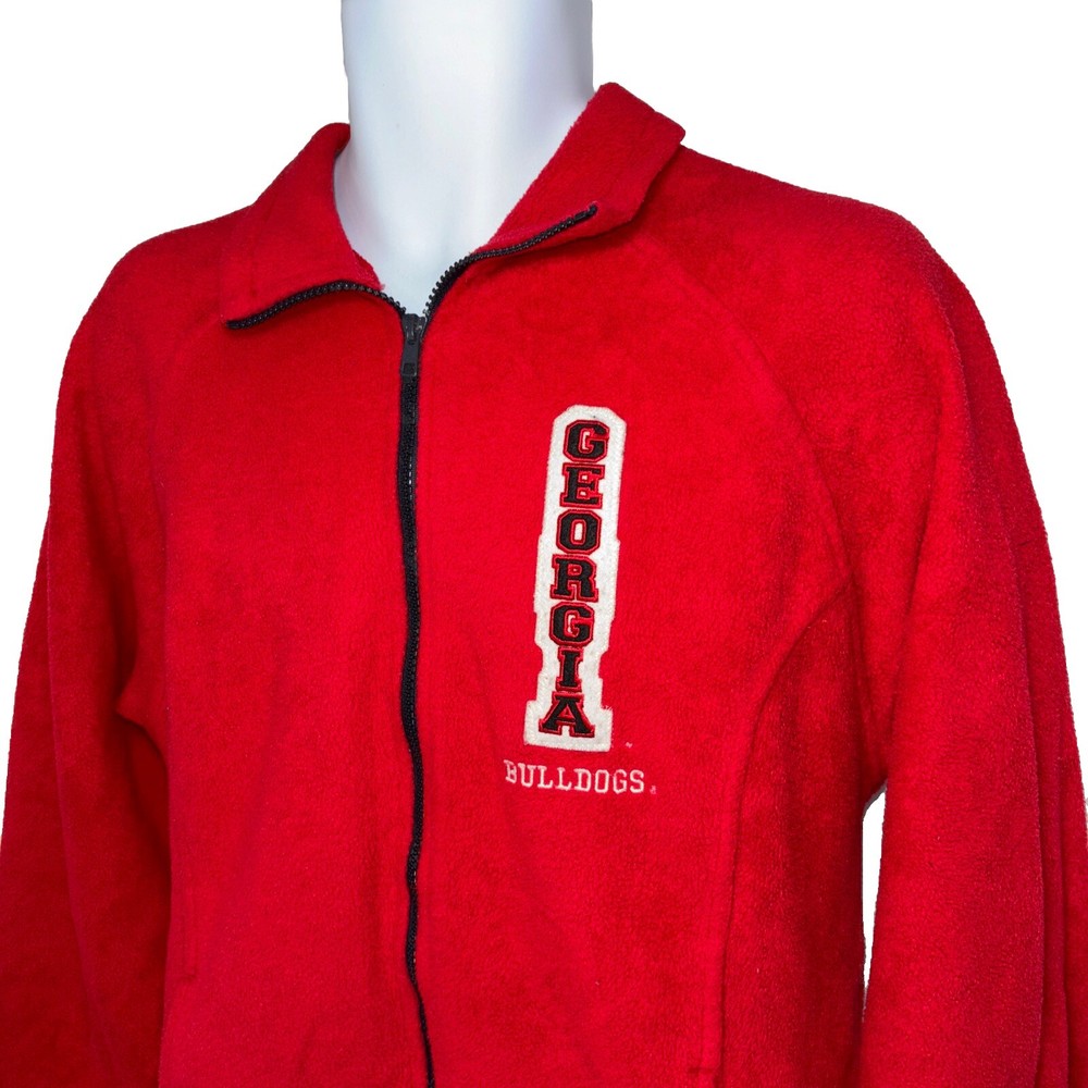 University of Georgia Bulldogs Red Fleece Size Large Full Zip Up Made In USA