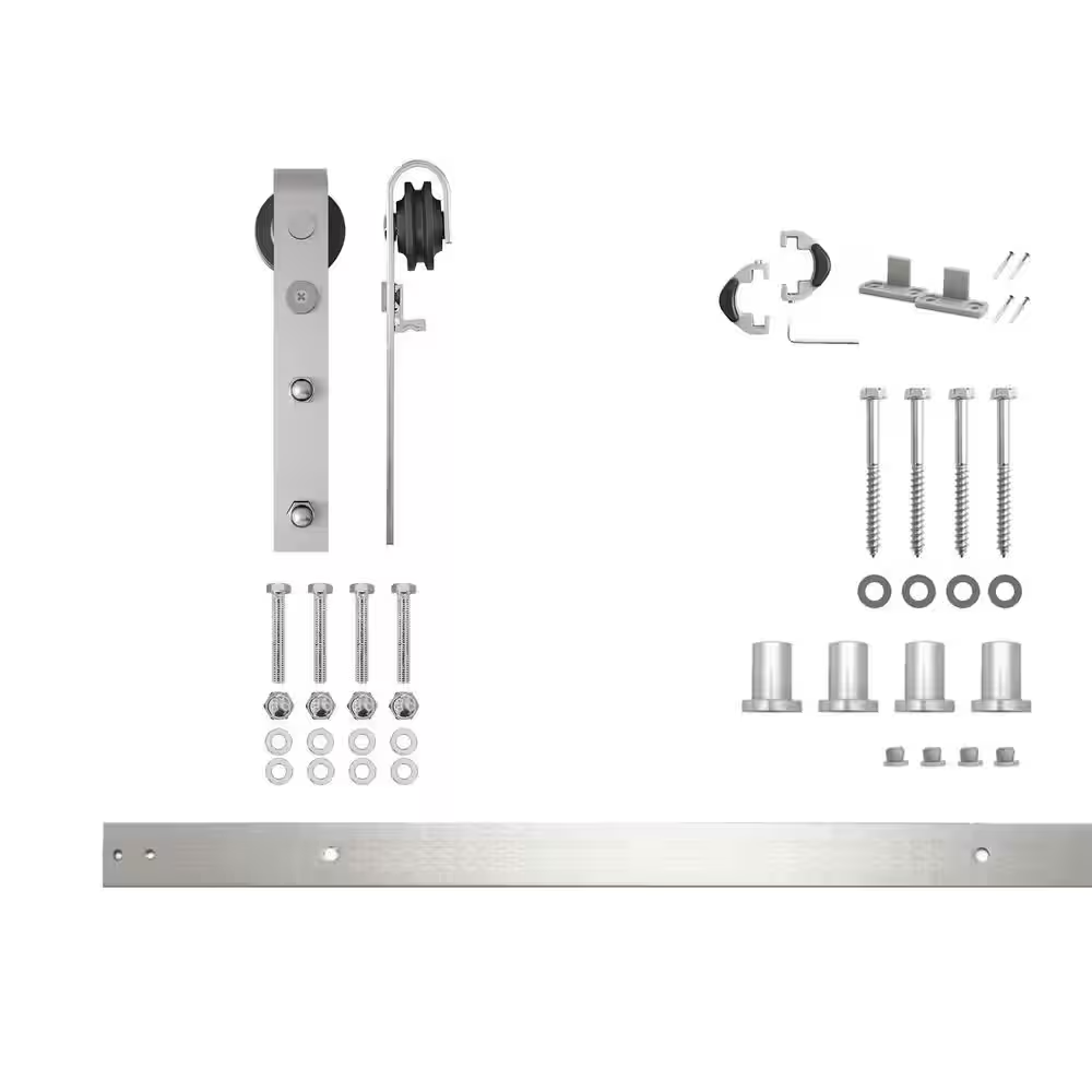 5.5 Ft./66 In. Brushed Nickel Non-Bypass Sliding Barn Door Track and Hardware Ki