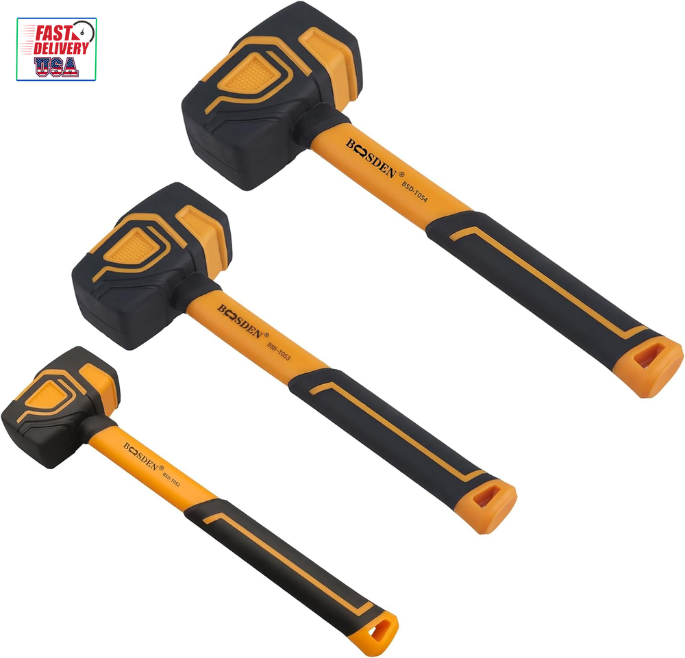 Rubber Mallet Set, 3-Pack Rubber Mallet Hammer 10 Oz 20 Oz and 36 Oz, Rubber Ham