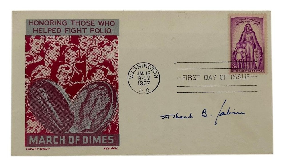 Albert B. Sabin Signed First Day Cover March of Dimes Envelope (Beckett)