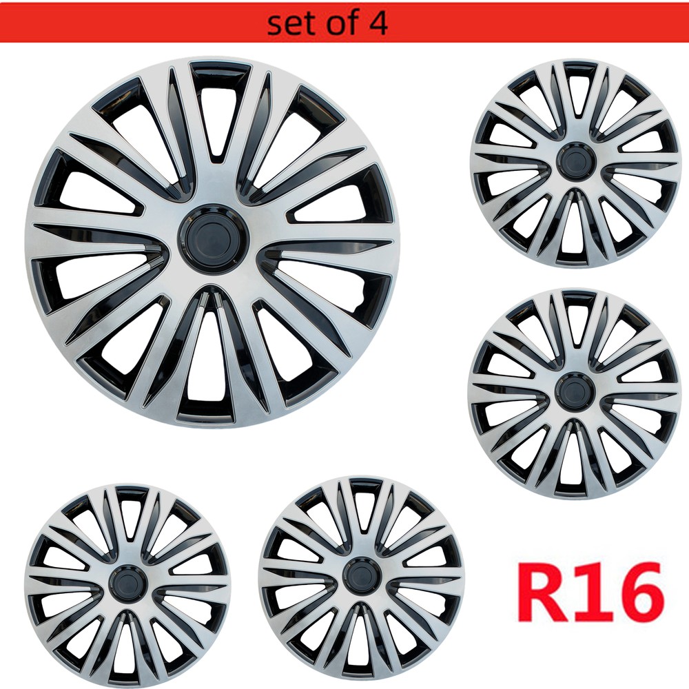 4PCS 16-Inch Universal Snap-On Wheel Covers Stylish Hub Cap Replacement  