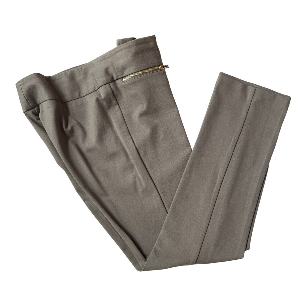 Alfani Brown Taupe Slim Straight Let Flat Front Zipper Pocket Womens Size 8