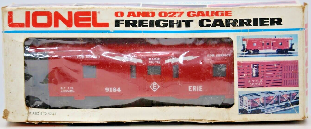LIONEL O GAUGE ERIE BAY WINDOW ILLUMINATED CABOOSE #9184 WITH BOX 1:48 SCALE