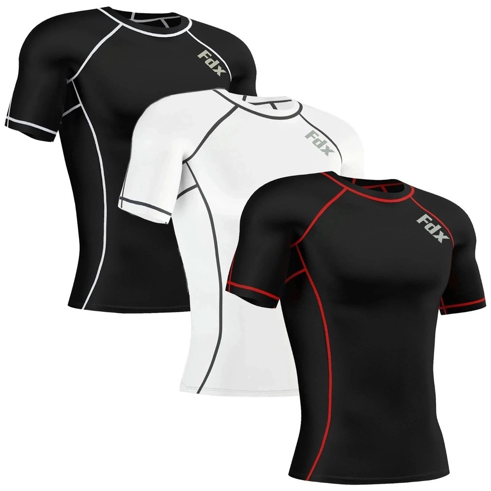 3pack Men Compression Armour Base Layer Top Half Sleeve Thermal Gym Sports Shirt