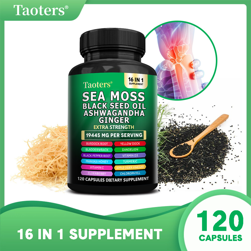 Sea Moss, Black Seed Oil, Ashwagandha, Turmeric, Ginger (16 in 1 Multivitamin)