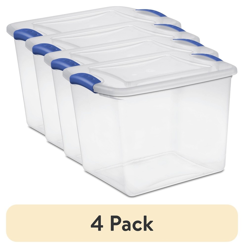 4-Pack 27 Qt Clear Plastic Storage Bins with Latching Lids