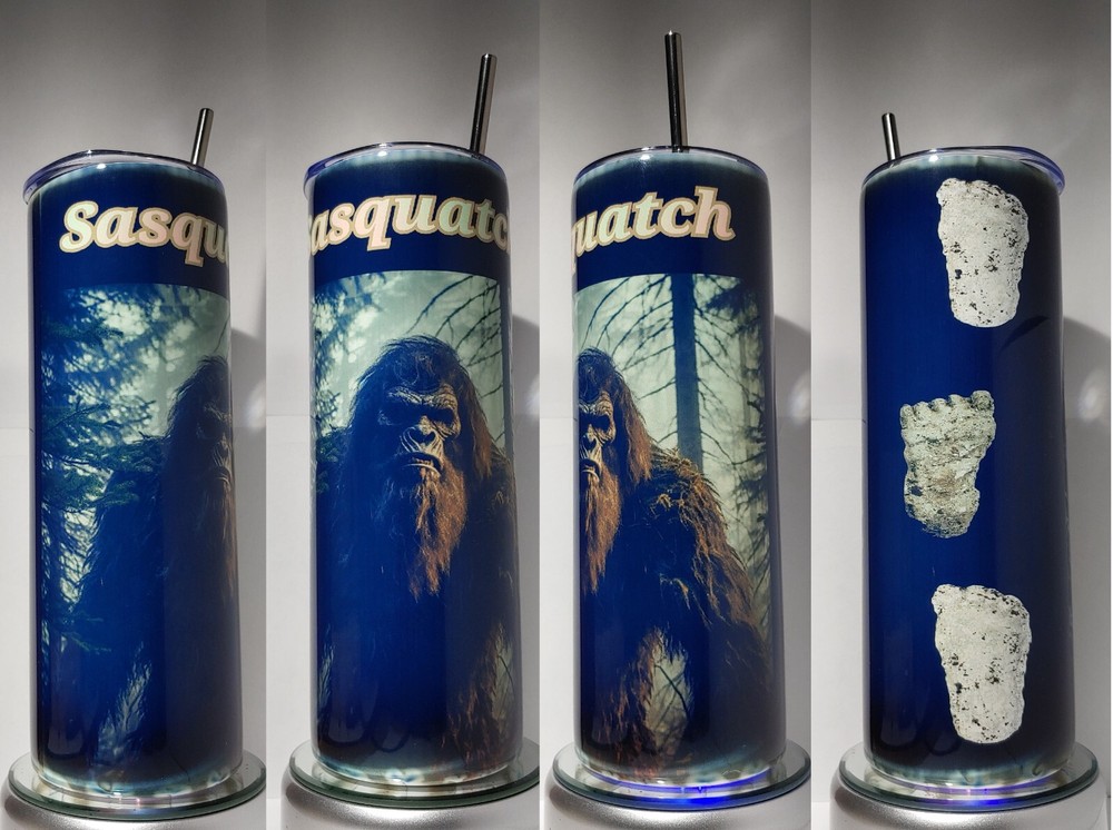 Bigfoot, Sasquatch tumbler  Stainless-Steel 20oz with SS straw and cleaner