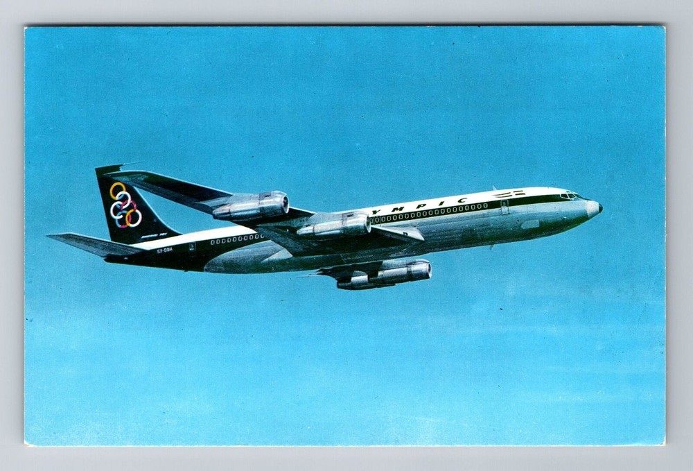 Olympic Airways Boeing 707 320, Plane, Transportation Antique Vintage Postcard