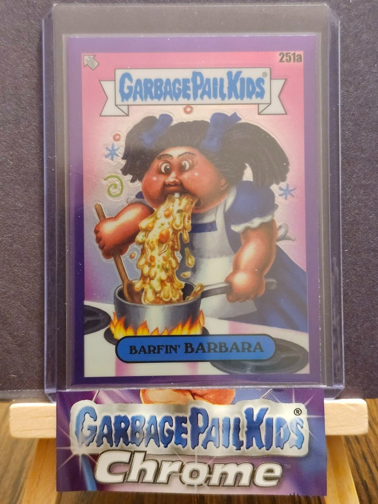 Garbage Pail Kids Chrome 7 Barfin Barbara 251a Purple Refractor Rare Trading Card