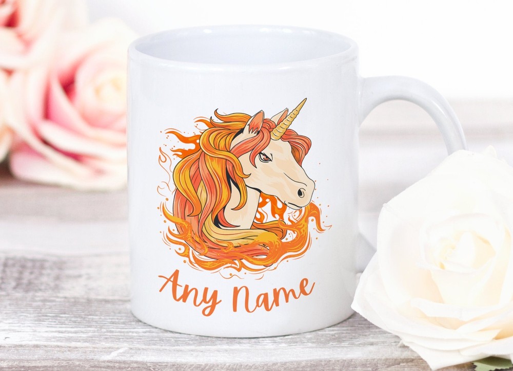 Personalised Fire Unicorn Mug Custom Unicorn Personalized Unicorn Coffee Mug