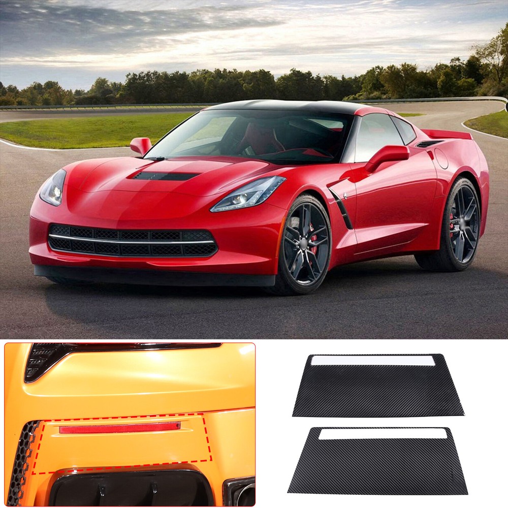 Carbon Fiber Fog Light Panel Trim Sticker for Corvette C7 2014-2019 Rear Bumper