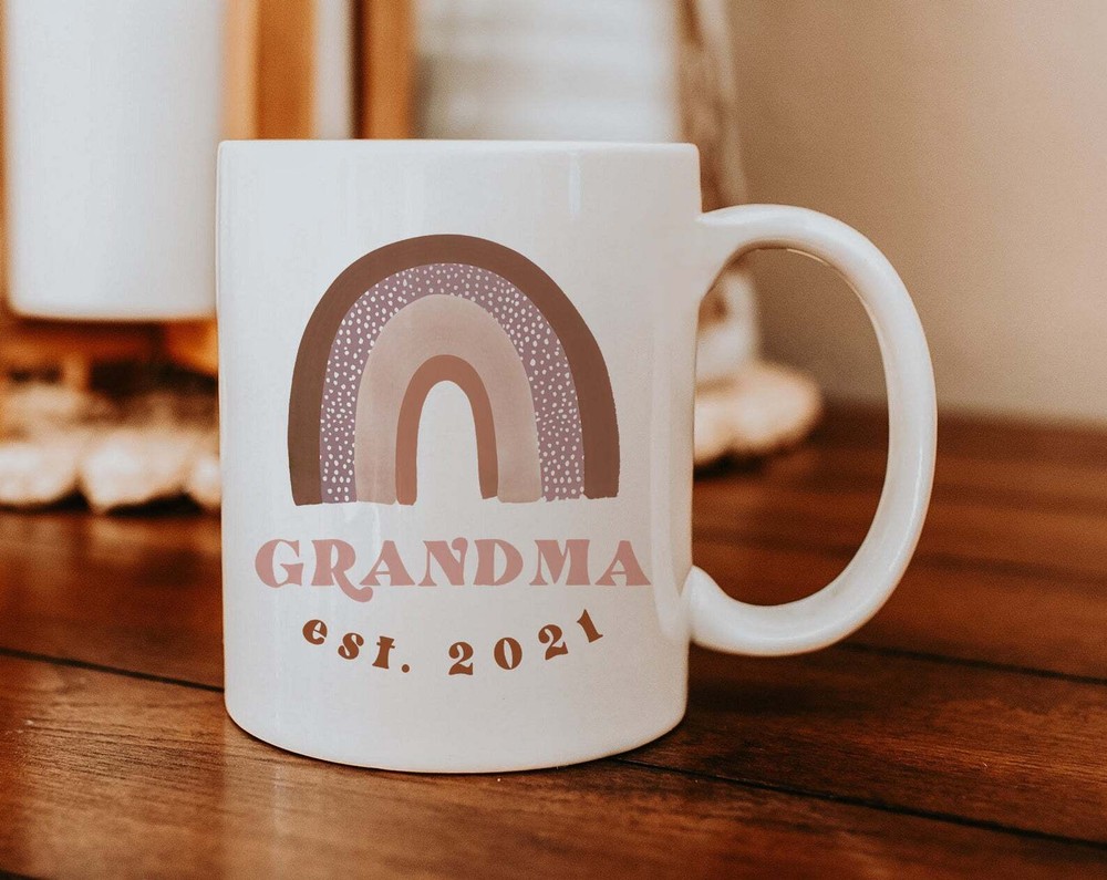 Grandma Gift For Pregnancy Announcement Grandma Established Two Toned Coffee Mug
