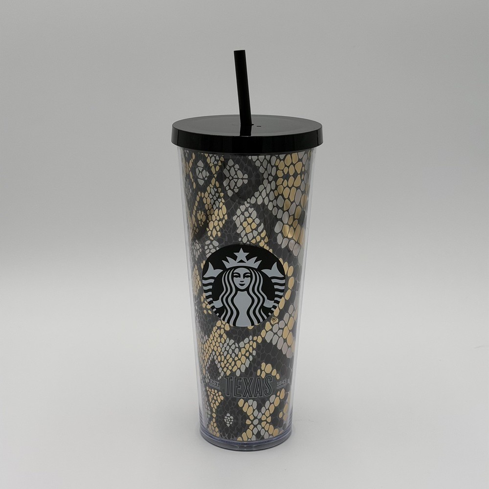 Rare! Starbucks 2014 Rattlesnake Snakeskin Texas Venti Tumbler 24oz. WITH Straw