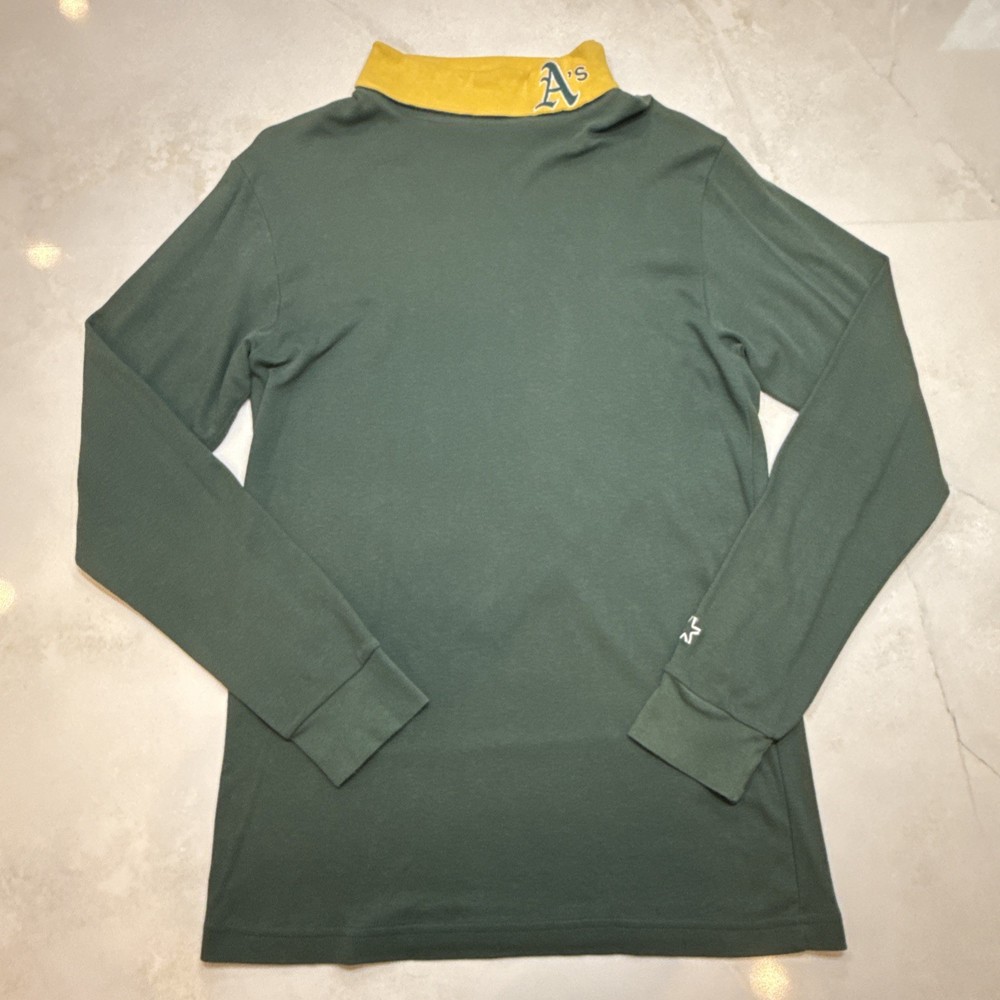 Starter Men’s Long Sleeve Mock Neck Shirt Green Yellow Oakland A’s XL MLB