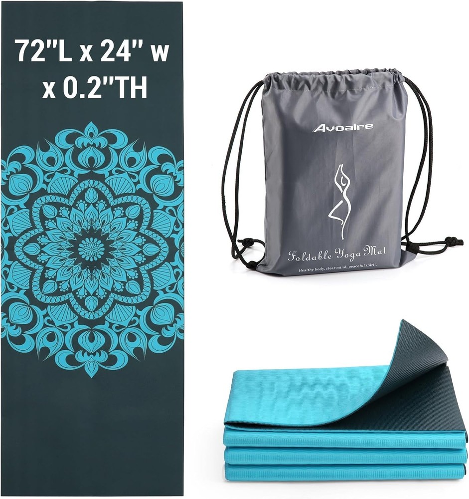 Foldable 6mm/5mm High-Density Non-Slip Yoga Mat for Pilates & Workouts