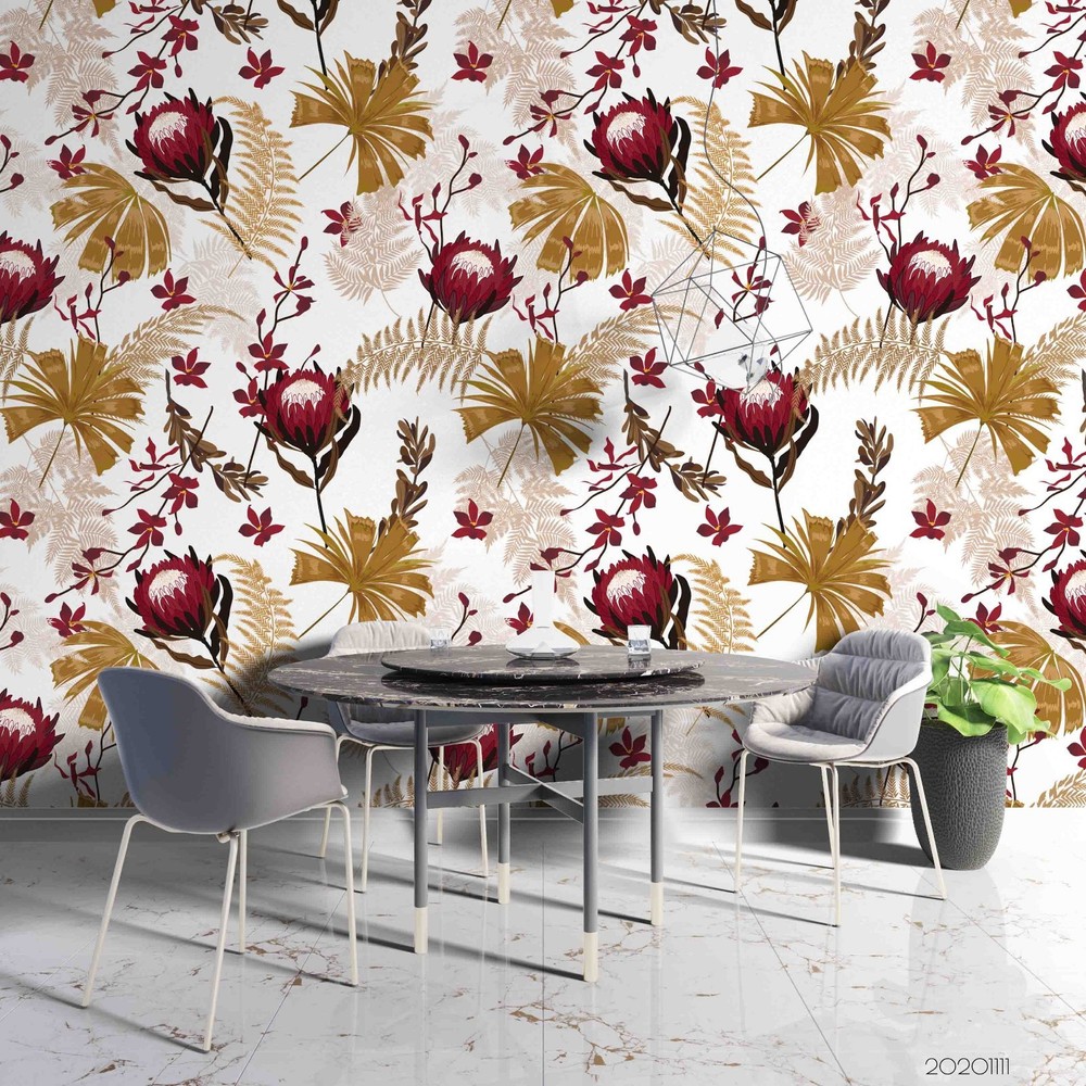 3D Plants Flowers Leaves Pattern Wall Murals Wallpaper Murals Wall Sticker