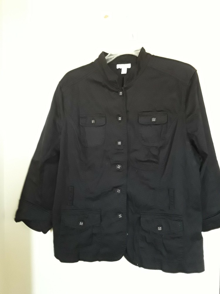 Charter Club Women Jacket, Deep Black Sz XL