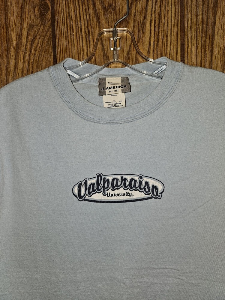 Vintage Valparaiso University Small Womens Blue Graphic Logo Tshirt NCAA