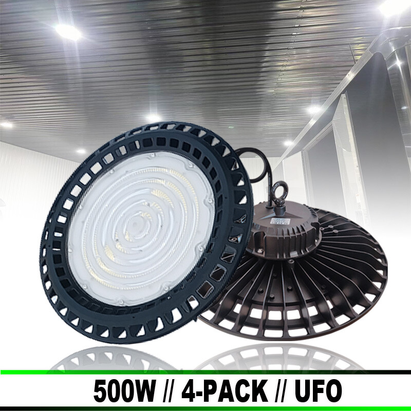 4-Pack 500W UFO LED High Bay Lights for Factory and Warehouse
