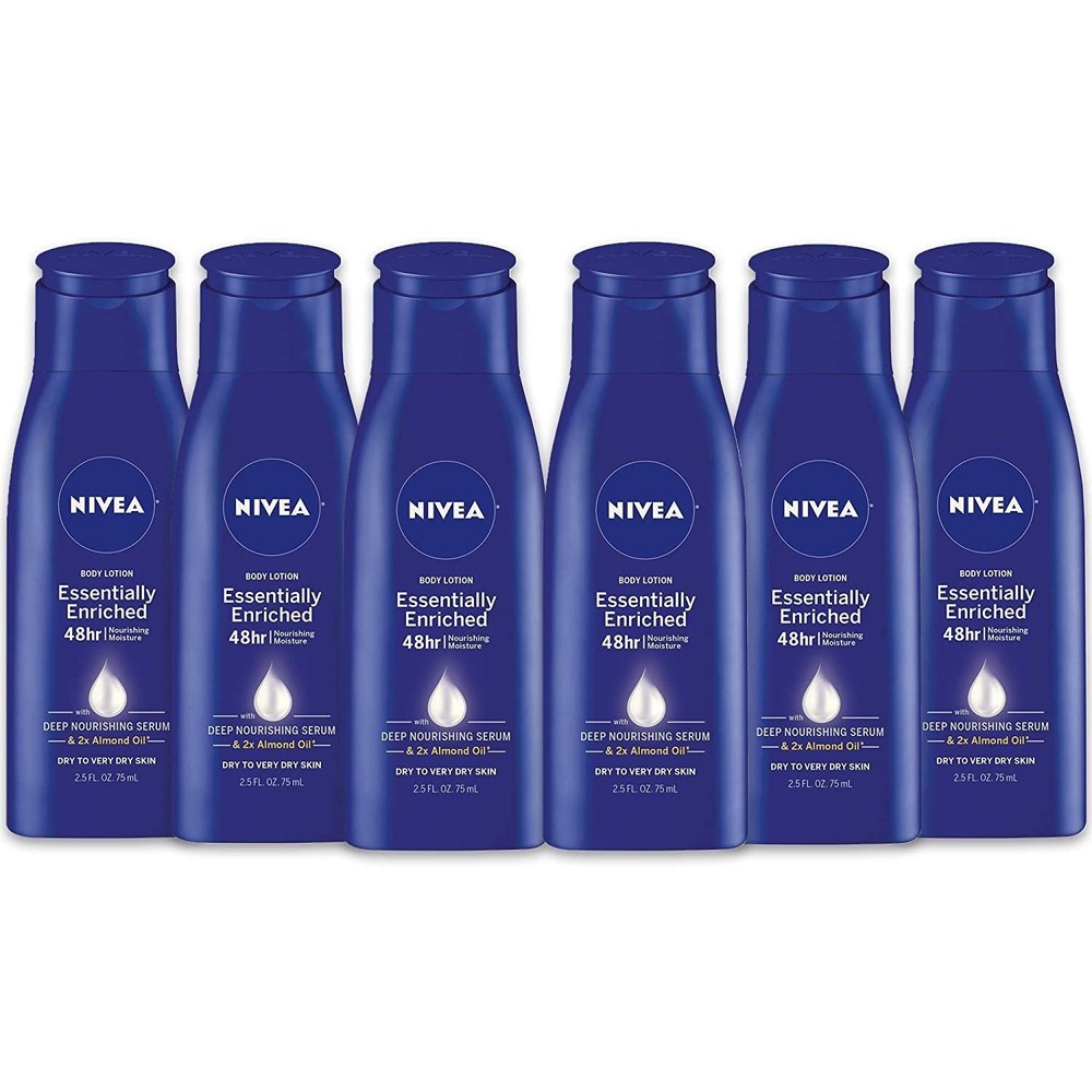 NIVEA Essentially Enriched Deep Nourishing Almond Oil Body Lotion 2.5oz (6 Pack)