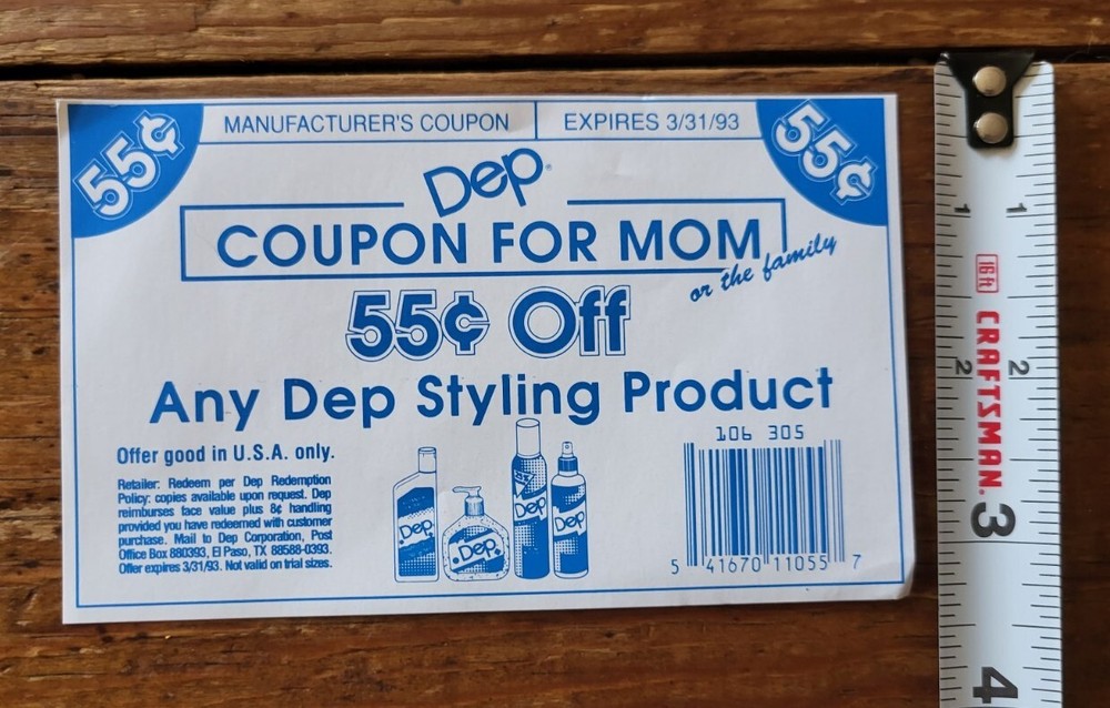 Vintage Dep Hair Gel Styling Products Haircare UNUSED coupon 1993 RARE glam ad-image
