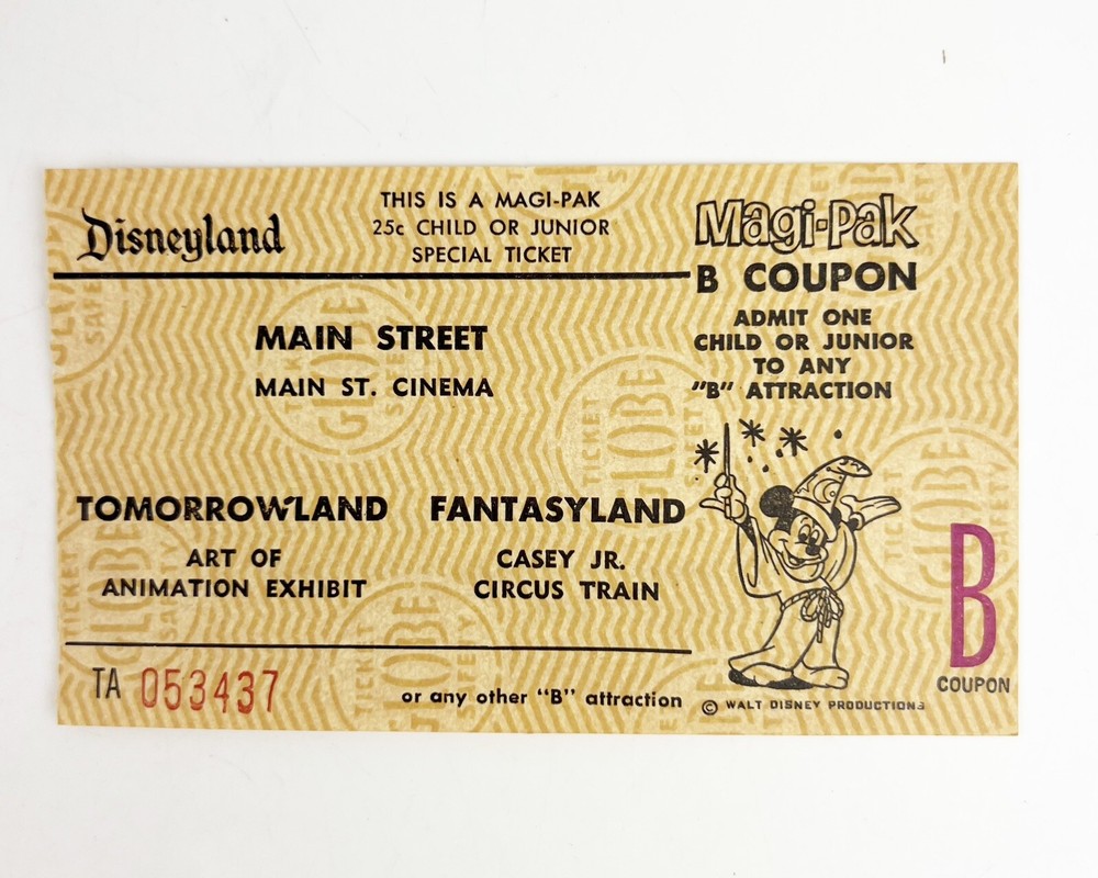 1960s Disneyland Magi-Pak B Coupon Child Junior Swiss Casey Jr 25 Cent Vintage-image