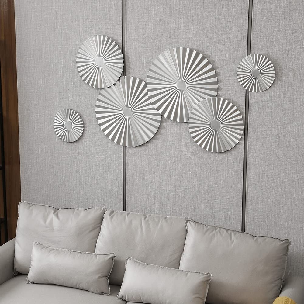 BOTAOYIYI Silver Wall Art Set Of 6, Silver Wall Decor, Metal Modern Accent La...