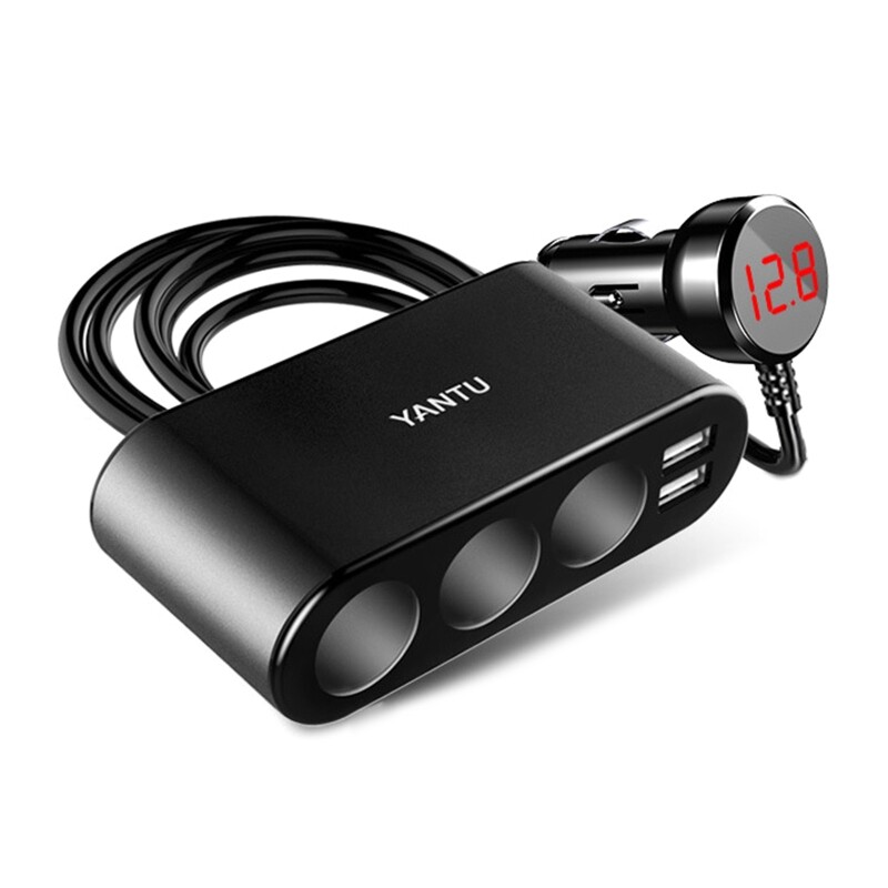 3 Way 12V-24V Car Socket Splitter with USB Power Adapter