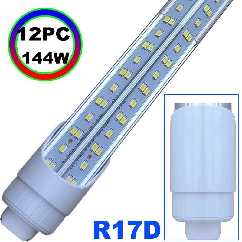 12Pack T8 8Ft R17D HO Base Led Tube Light Bulbs 144W 8 FOOT Led Shop Light 6500K